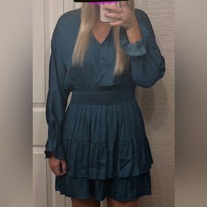 Long Sleeve Dark Teal Mini Dress